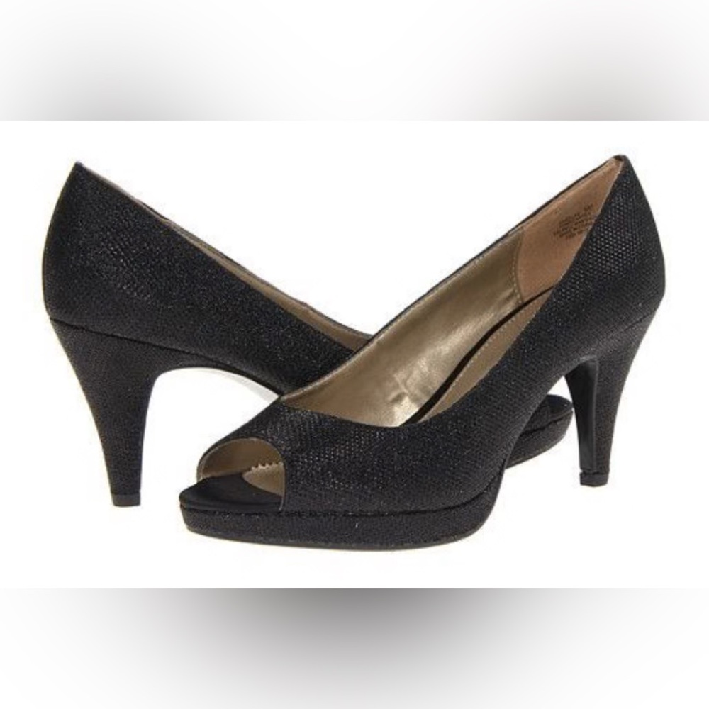 Bandolino Black Sparkle Peep Toe Heels